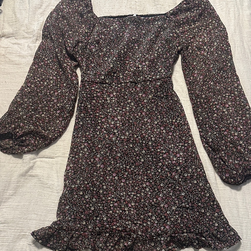 Dry Goods Black Floral Long Sleeve Dress